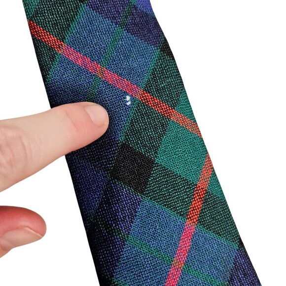 Ingles Buchan Tartan Tie 100% Pure New Wool Made In Scotland Green Blue Plaid‎ - Picture 3 of 6